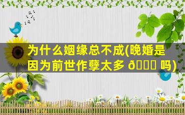 为什么姻缘总不成(晚婚是因为前世作孽太多 🐅 吗)